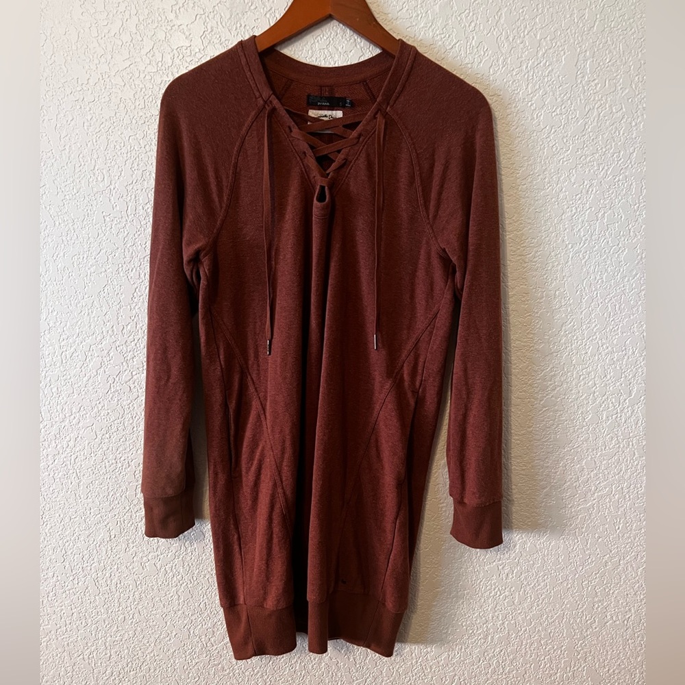 prAna Cozy Up Terry Dress in Roux Heather, Size S